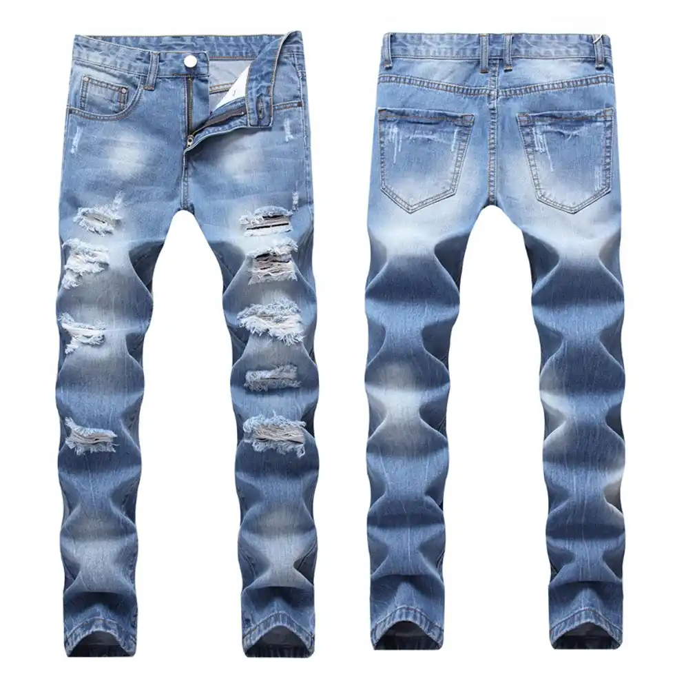 light blue denim joggers mens