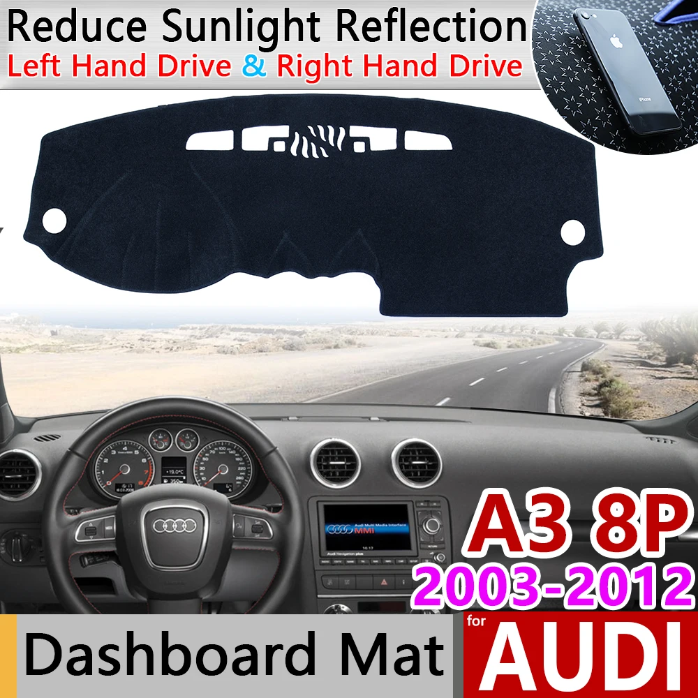 Для Audi A3 8 P 2003 ~ 2012 Противоскользящий коврик на приборную панель солнцезащитный