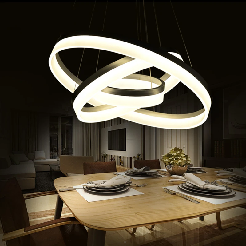 

Luxury Modern chandelier LED circle ring chandelier light for living room Acrylic Lustre Chandelier Lighting white sliver 85-265