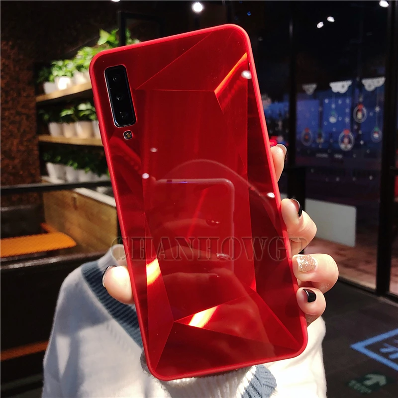 Зеркальный чехол для samsung Galaxy A70 A50 A30 A10 M30 M20 M10 S10 S10e S8 S9 A9 A7 A8 J4 J6 J8 плюс Note9 Мягкая обложка - Цвет: Красный