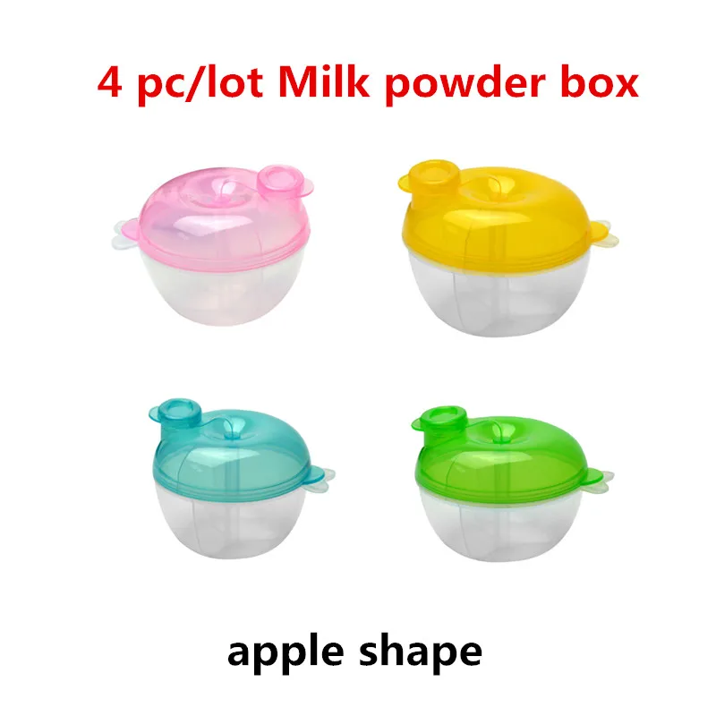 4 шт./партия трехслойная коробка для сухого молока Рисовый Порошок для детей коробка молочная емкость для порошка портативная детская герметичная коробка для сухого молока - Цвет: 4pcs apple shape