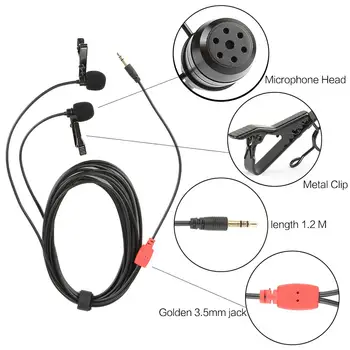 

VELEDGE VD-S2 Dual Head Noise Reduction Lavalier Lapel Microphone Omnidirectional Condenser Clip-on Microphone for Canon Nikon