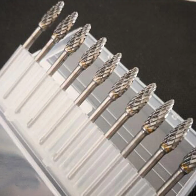 

TALI 10pcs Double Cut Tungsten Carbide File Cutter Taper Points Burrs Grinding Head for Rotary Tools