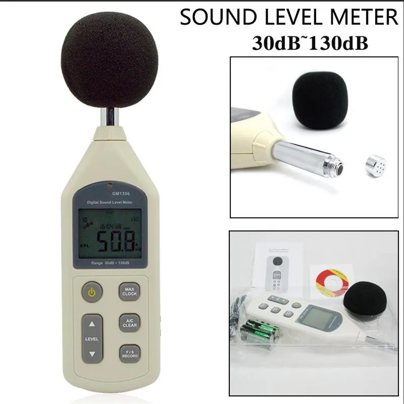 

GM1356 USB Digital Sound Level Meter 30-130dB A/C FAST/SLOW dB Decibel meter Noise Tester Analysis Software With box