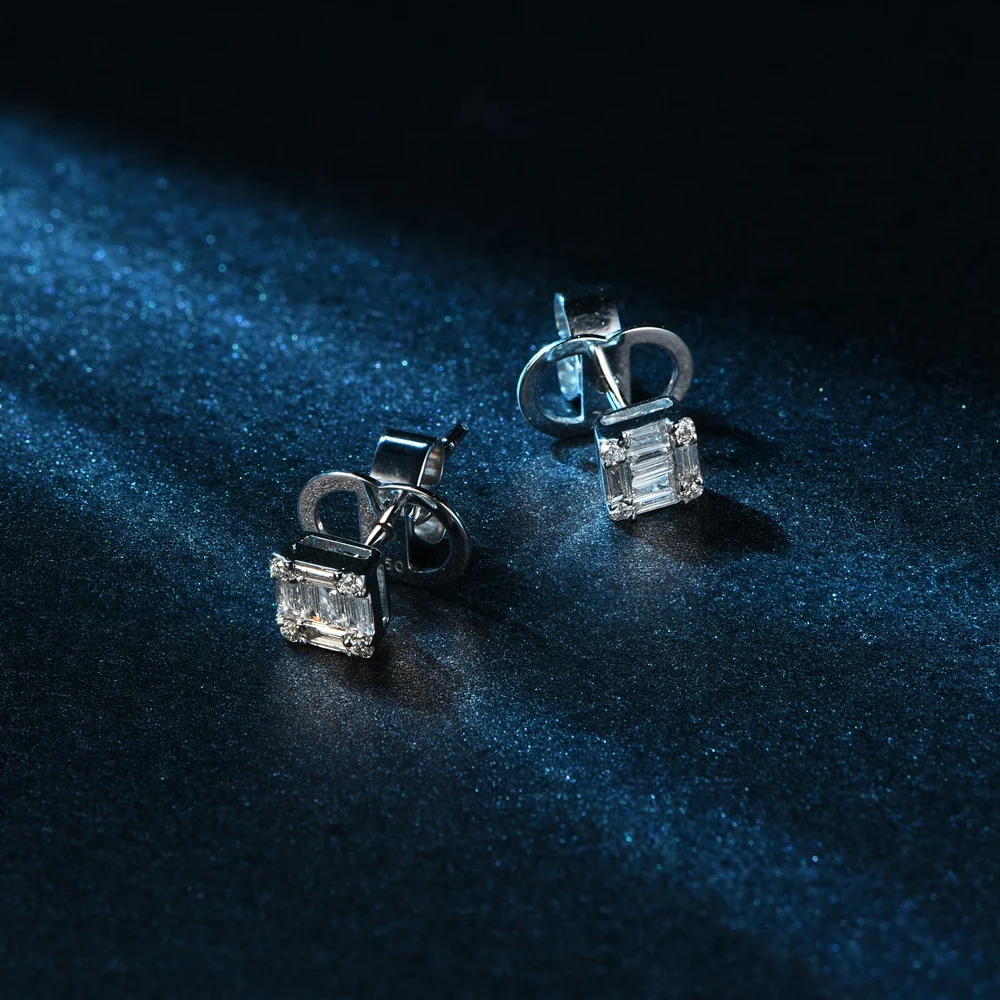 L & zuan Делюкс изумруд резки натуральный 0.4ct шпилька с алмазами серьги для женщин