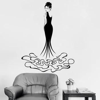 

New Creative Design Vinyl Wall Decal Pretty Girl Harmonious Fashion Evening Dress Beauty Shop Decor Home Wall Stickers Hot LC215