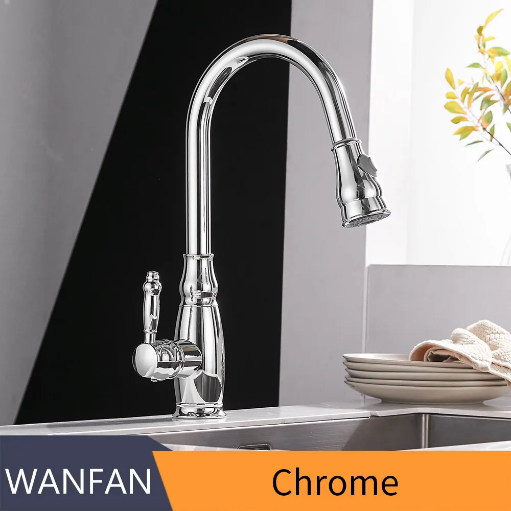 

Kitchen Mixer Chrome Pull Out Kitchen Faucet Deck Mount Kitchen Sink Faucet Mixer Cold Hot Water Torneira Cozinha Rotate N22-142