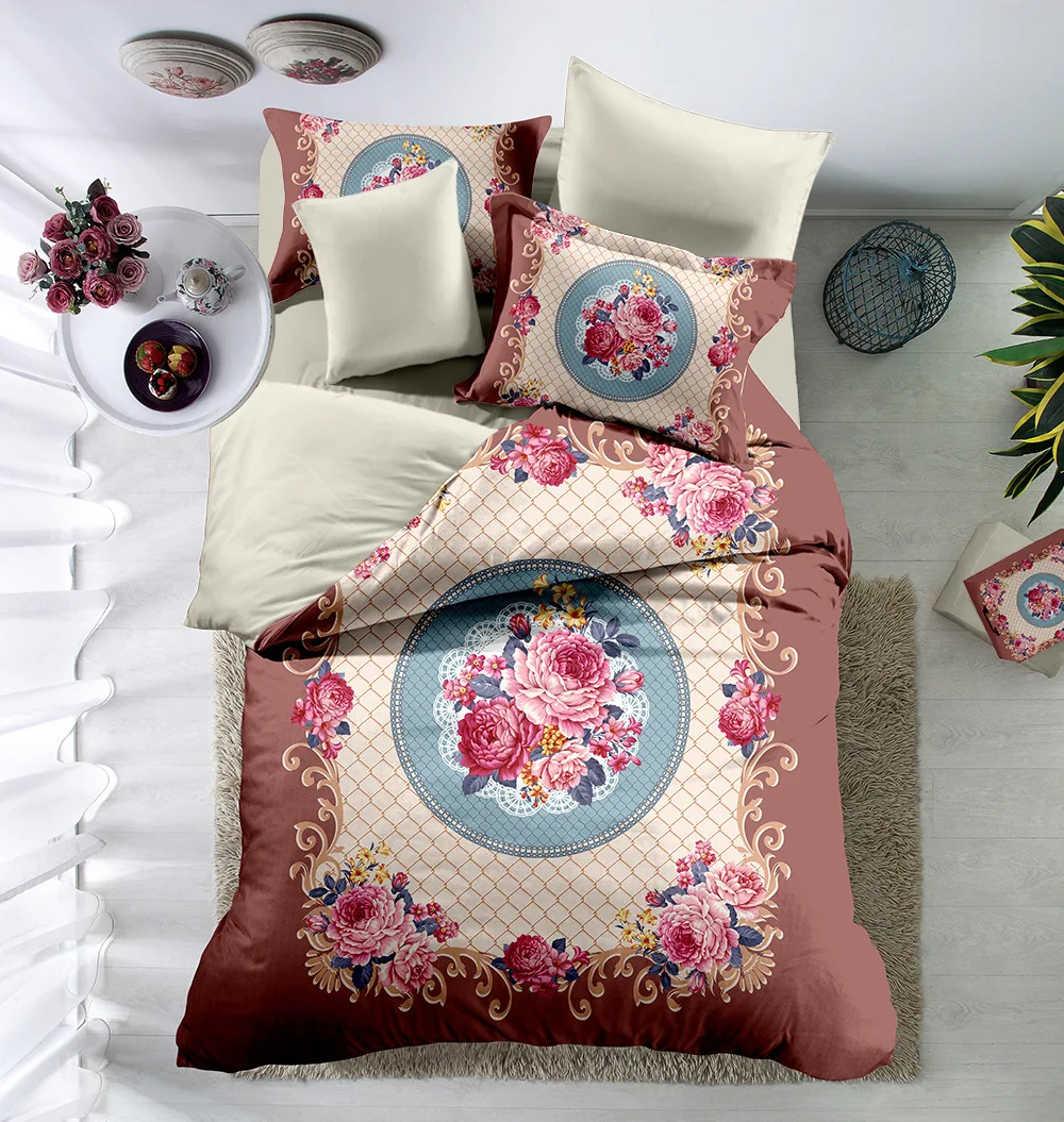 

Luxury Royal Floral Court Bedding Set Duvet Cover Bed sheet Bed Linen Pillowcases 3/4pcs