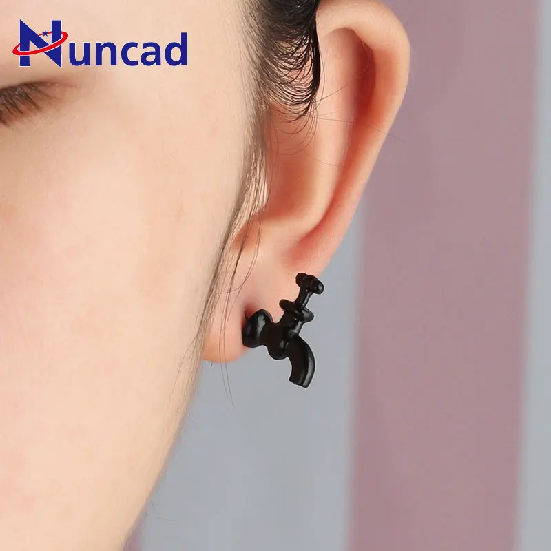 

Creative Desgin Personality Exaggeration Women's Three-colour Water Tap Ear Nail Offbeat Earring For Women Jewelry