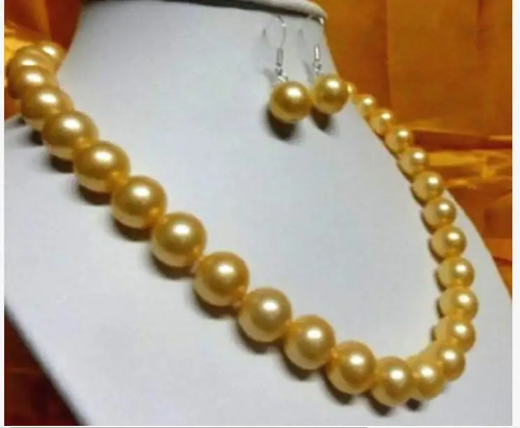 AAA 11-10 MM NATURAL Golden PEARL NECKLACE 18&quot earring Yellow Clasp | Украшения и аксессуары
