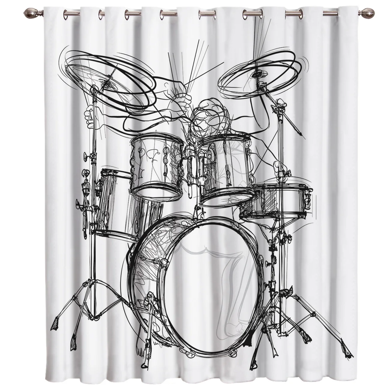 

Shelf Drum Rock Music Blackout Kitchen Outdoor Bedroom Indoor Decor Kids Window Treatment Hardware Sets Curtain Panels With