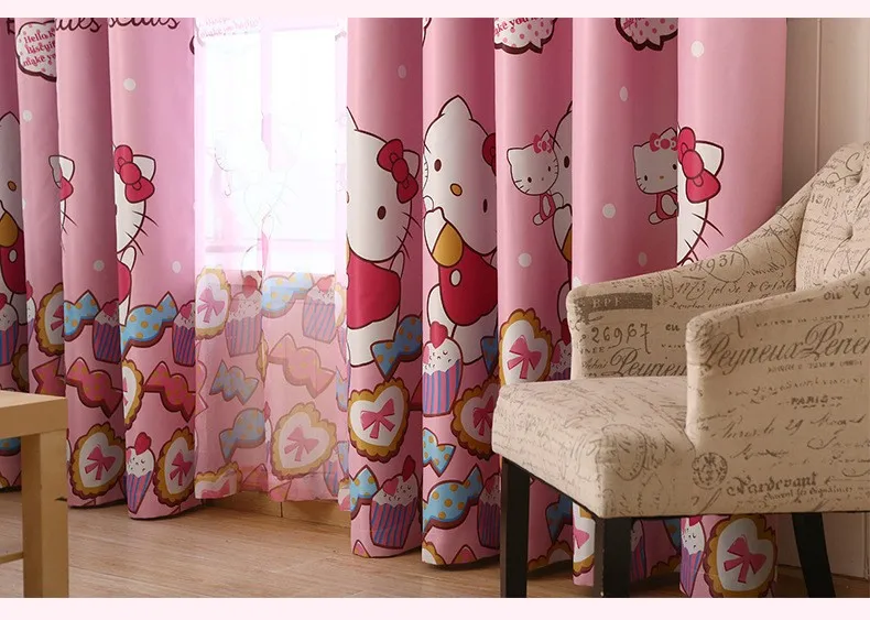 Детский мультфильм розовый затемненные шторы Китти девушка принцесса комната спальня эркер