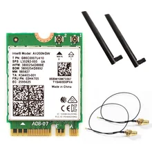 Двухдиапазонная беспроводная сеть AX200NGW 802.11ac/ax Intel WiFi 6 AX200 Wlan NGFF Wifi карта 5G до 2,4 Гбит/с Bluetooth 5,0+ антенны