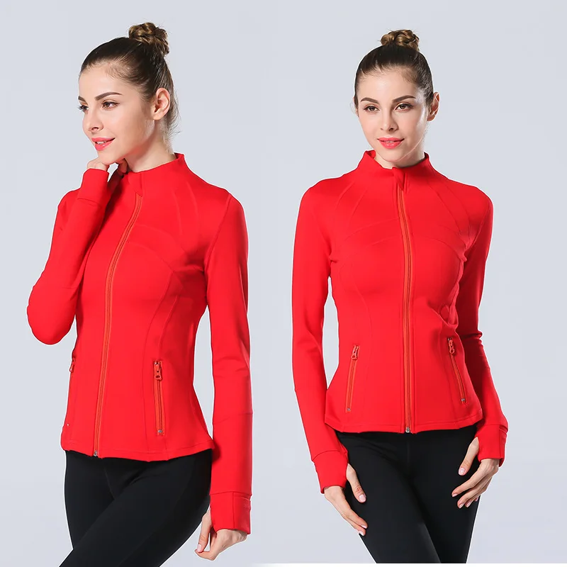 

Active Grey Running Sport Jacket Rose Red Outdoor Training Cardigan Blue Zip Fitness Gym Coats Green Slim Femme Hoodie Quick Dry