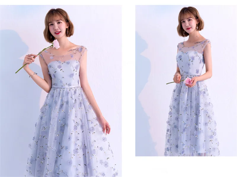 SOCCI выходные платья подружек невесты Вышивка Цветы Узор чай Длина для женщин Формальные Свадебная вечеринка платье новый для