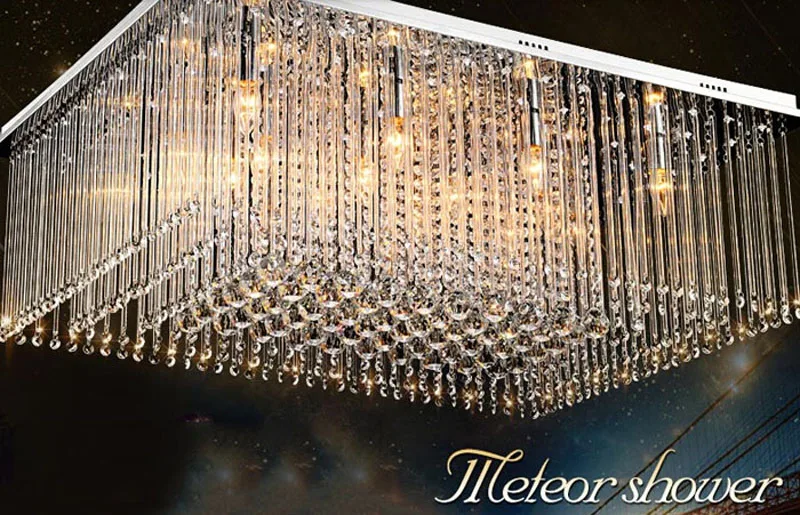 Современная роскошная большая светодиодная прямоугольная Кристаллическая