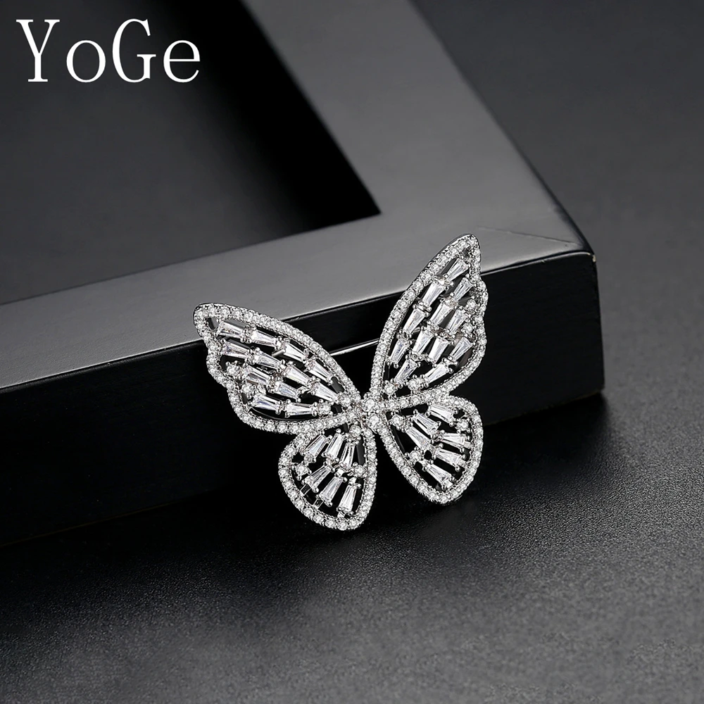 

YoGe Fashion AAA cubic zirconia micro pave setting butterfly shaped brooch,for women ,beautiful shinning brooch,BD026