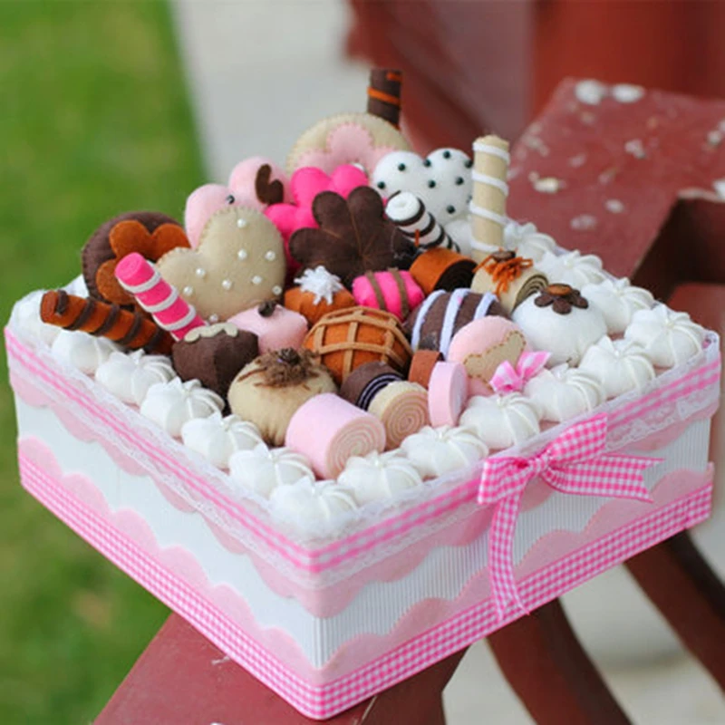 

Free Cut Jewelry Cake Boxes Dia 22CM Fabric Cake Gift Box Pack Handmade Non-woven Storage Box Felt DIY Package