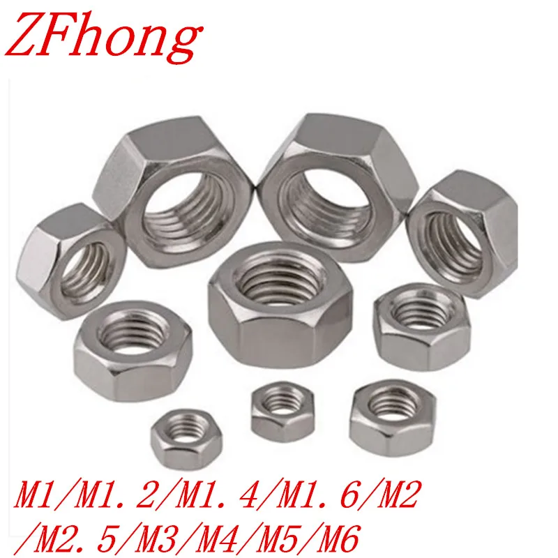 

50pcs/lot M1/M1.2/M1.4/M1.6/M2/M2.5/M3/M4/M5/M6 Stainless steel Hex Nut