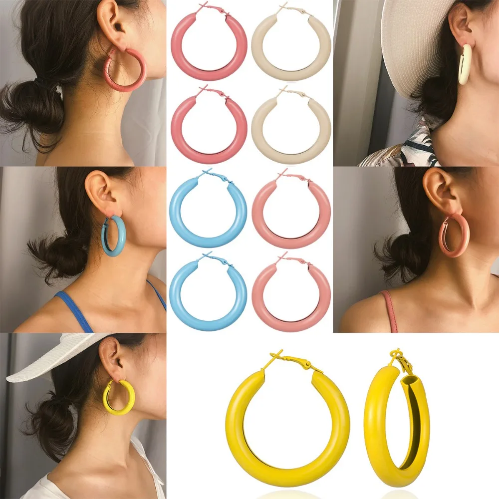 

OLOEY 2019 New Fashion Earrings For Women Boho Personalized Hollow Circle Earrings Ladies Geometric Round Earrings Jewelry Gifts