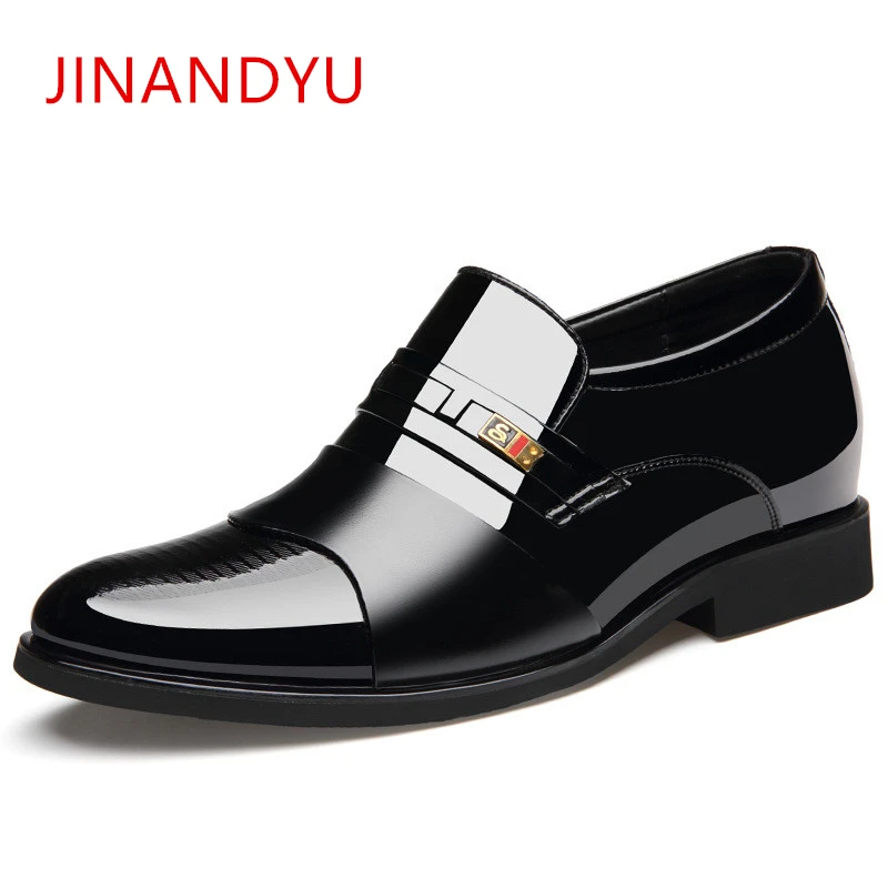 

Height Increasing 6CM Pointed Toe Decent Elegant Formal Men Dress Shoes 2019 Patent Leather Men Office Wedding Shoes Man Oxfords