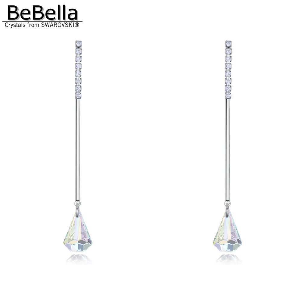 

BeBella long chain tear drop pendant dangler earrings with Crystals from Swarovski elements for women girl wedding gift 2018