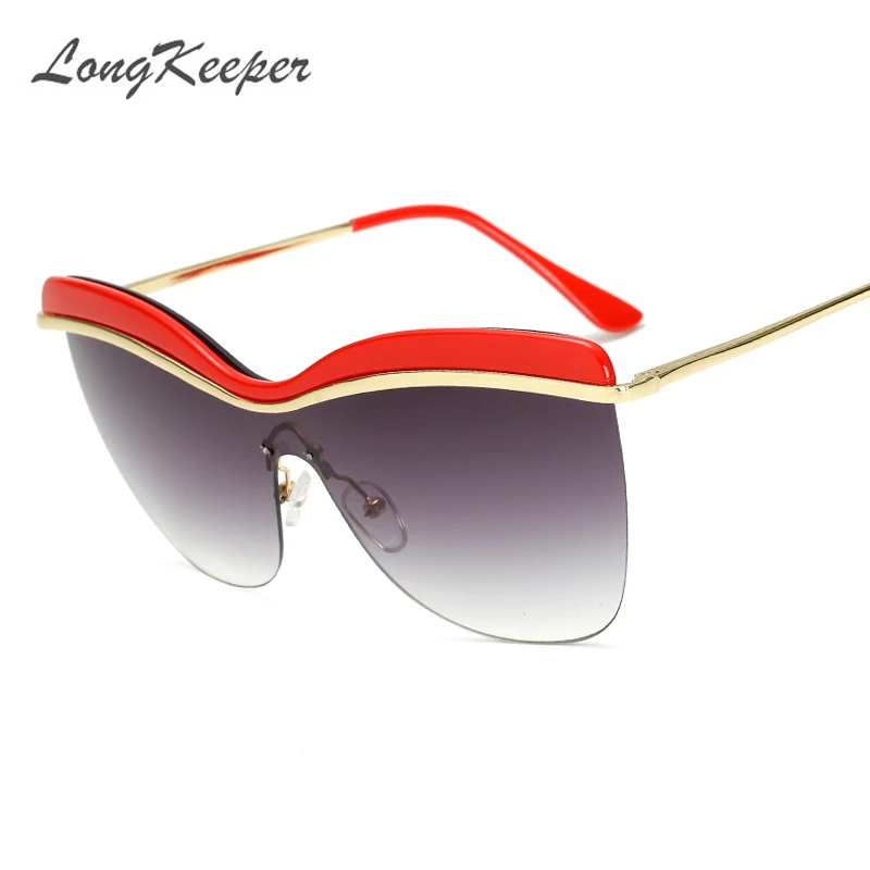 LongKeeper Black Flat Top Sunglasses Women Gafas Vintage Shadow