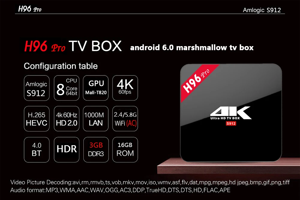 h96 pro S912 TV BOX