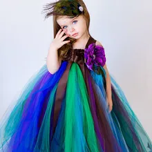 2 14Y Girls Peacock Tutu font b Dress b font Long Fluffy Tutu Tulle font b