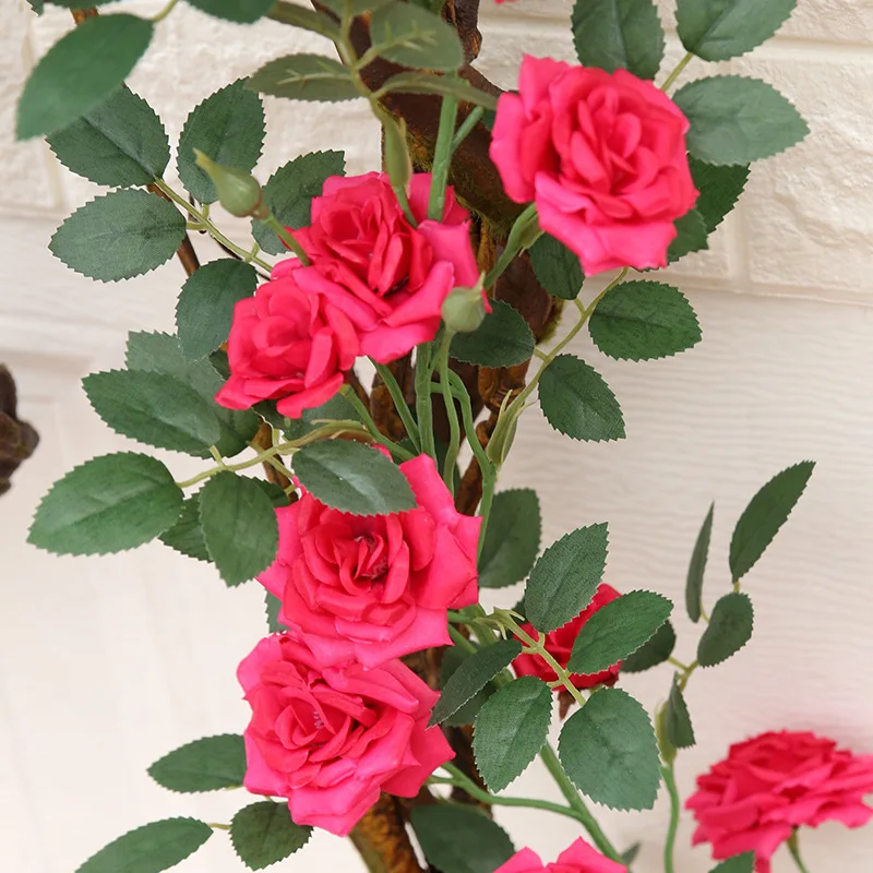 185cm Artificial silk rose flower rattan Fake Plastic vine wedding arch hotel wall DIY accessories decoration for home party 1pc 185cm Artificial silk rose flower rattan Fake Plastic vine wedding arch hotel wall DIY accessories decoration for home party 1pc