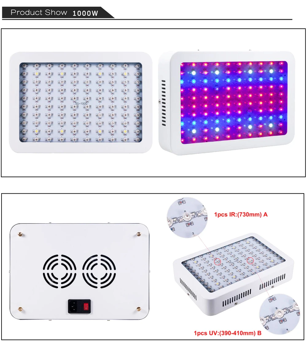 600 Вт 1000 Вт 1200 Вт светодиодный светать полный спектр с УФ/ИК для роста растений лампа парниковых Крытый рассады заполняющий свет