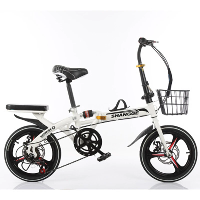 Sale Folding Bicycle 16-Inch Three-Knife Single-Speed Disc Brake Men And Women Ultra-Light Student Portable Bicycle 2