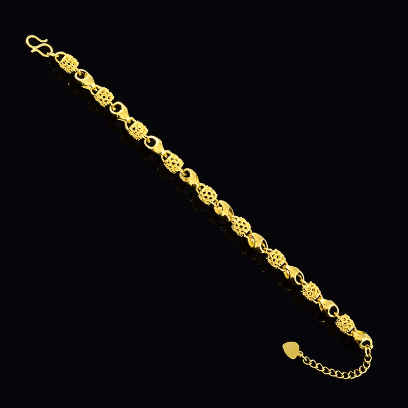 Цвет чистого золота женские модные шары бусы цепочка браслет, 24 k GP женские свадебные украшения высокого качества, женский браслет
