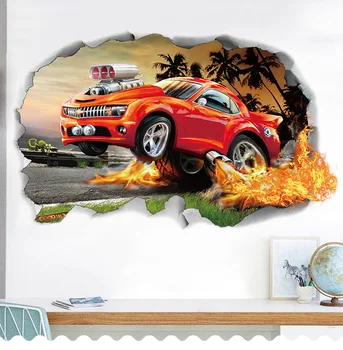 

Flying fire car, Stereoscopic effect wall sticker, Environmental friendly PVC material, Item No. XH-car