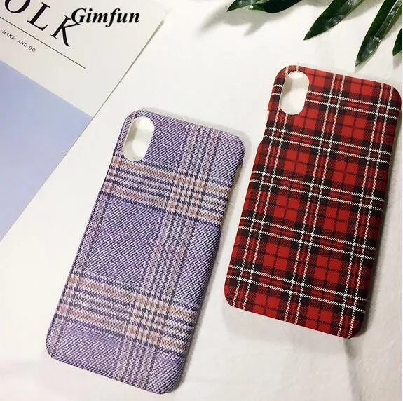 Gimfun Simple Red Plaid Phone Case for Iphone 7 7plus X 6 6s 8 Cute