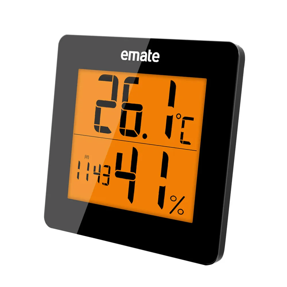 Цифровой термометр, гигрометр, электронный ЖК-дисплей, измеритель температуры и влажности, метеостанция, часы для помещений и улицы - Цвет: Черный