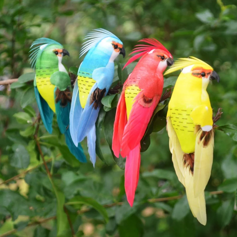 

12PCS Fake Craft Birds Artificial Foam Feathers Mini Parrot Decoration Simulation Table Garden Party Decorations Kids Wedding