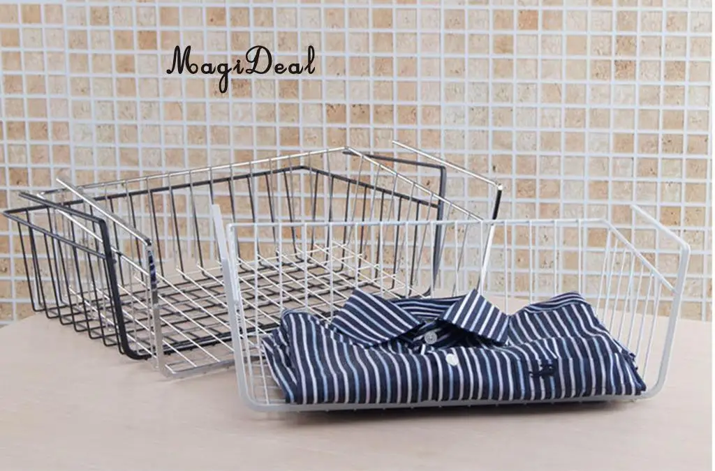 MagiDeal Household Storage Under Shelf Rack Organizer Basket for Table Cupboard Black Storage Basket for Bathroom Triangular