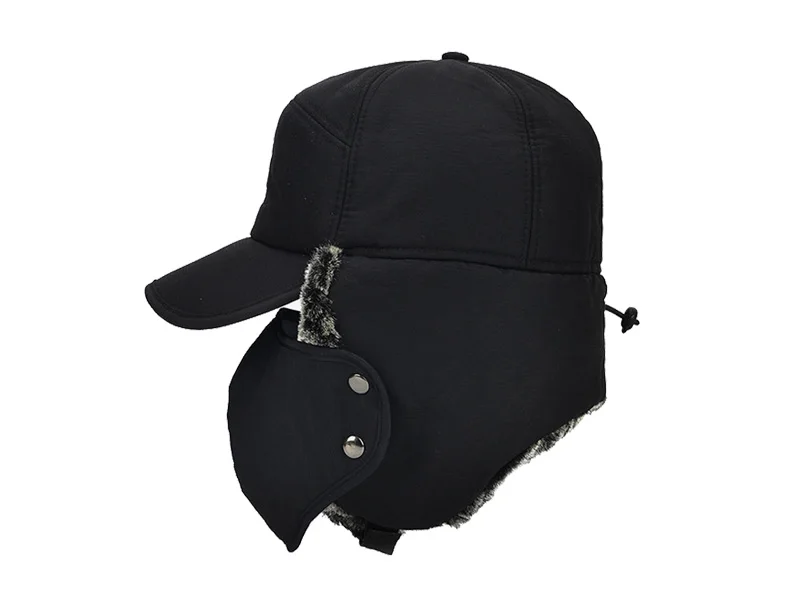 AETRUE Winter Hat Men Bomber Hats For Men Women Thick Balaclava Cotton Fur Earflap Warm Caps Skull Mask Male Winter Bomber Hat -