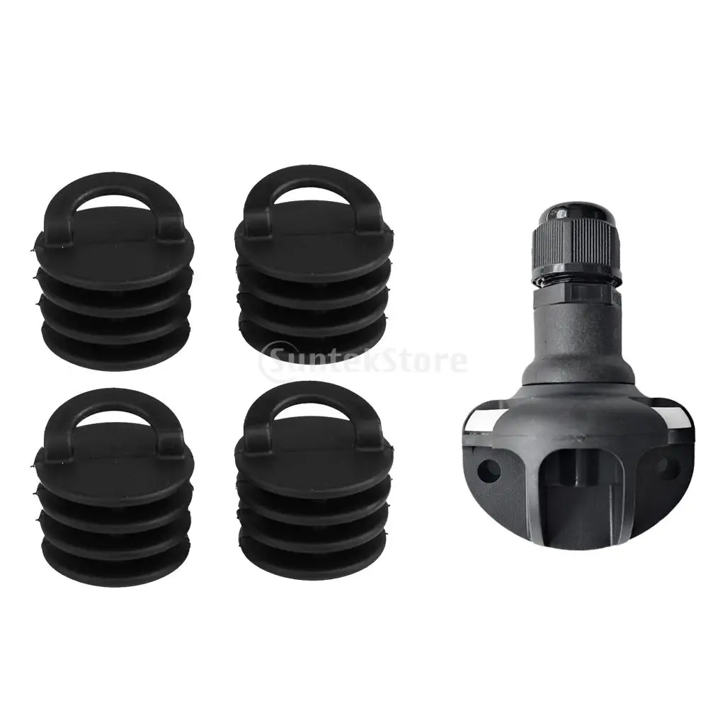 4 Pieces Kayak Scuppers Plugs Scupper Stopper + Boat Fishing Rod Holder