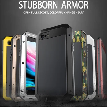 

For iPhone 6 6S 7 8 Plus Case Luxury 3D Hard Aluminum Metal Frame+Soft Silicone Armor Full Protective Back Phone Case Cover Capa