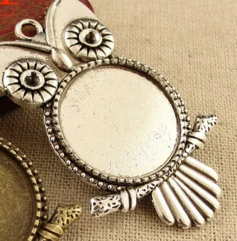 

30pcs Fashion Vintage owl base time gem charms pendant 20MM silver gold bag Handmade earring bracelet necklace anklet