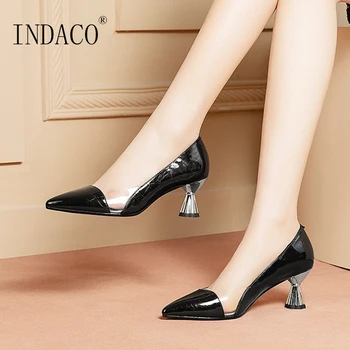 

Women Shoes High Heel Pumps Leather Ladies Shoes Black Heels Pointed Toe Sexy Work Shoes Plus Size 41 42