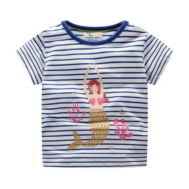

baby clothes T-shirt girls top clothing cotton Striped mermaid children clothes short-sleeved T-shirt 2019 summer new fashion