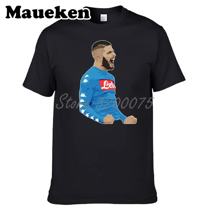 Мужская футболка Lorenzo Insigne 24 итальянская для фанатов Napoli Naples с круглым вырезом