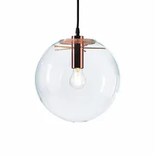 Decorative Rose Gold Black globe Glass Pendant Light Clear round glass pendant lamp Dining Room Bar Suspension E27 LED hang Lamp modern led oval egg glass ball pendant light 90 265v clear glass led suspension lamp bar dining room hanging light