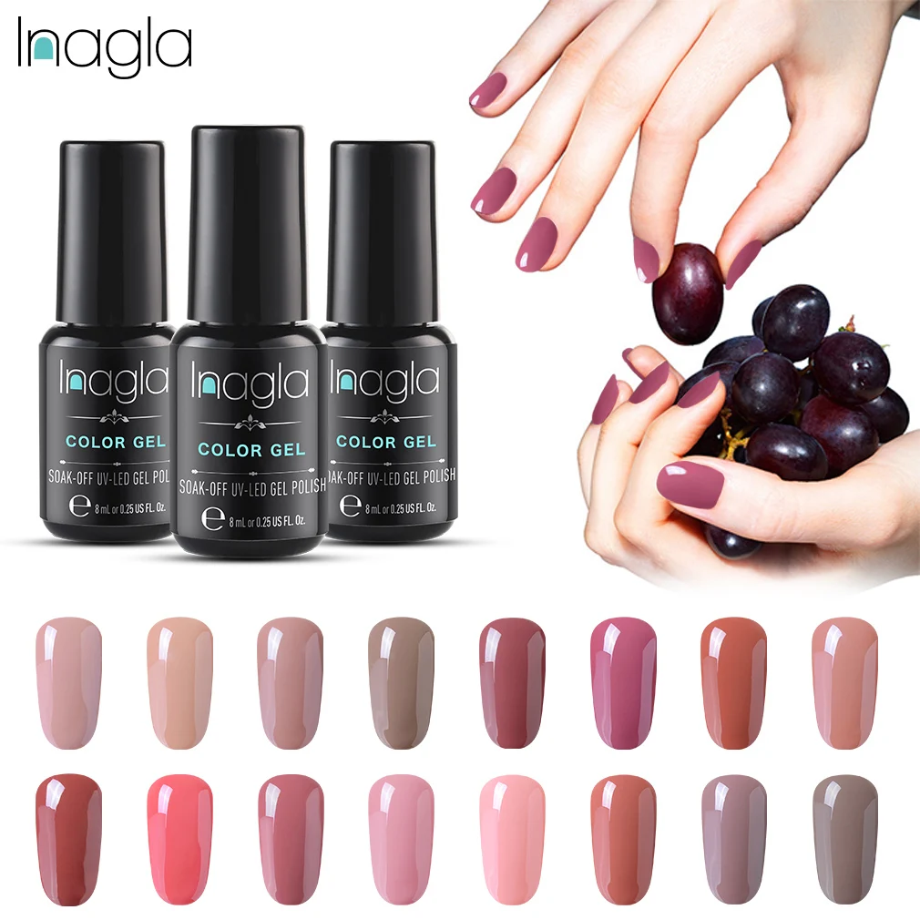 

Inagla HOT SALE 8ML 32 Color Nude Series Gel Nail Polish Nail Art UV LED Gel For Nail Extension Design Varnishes Lacquer