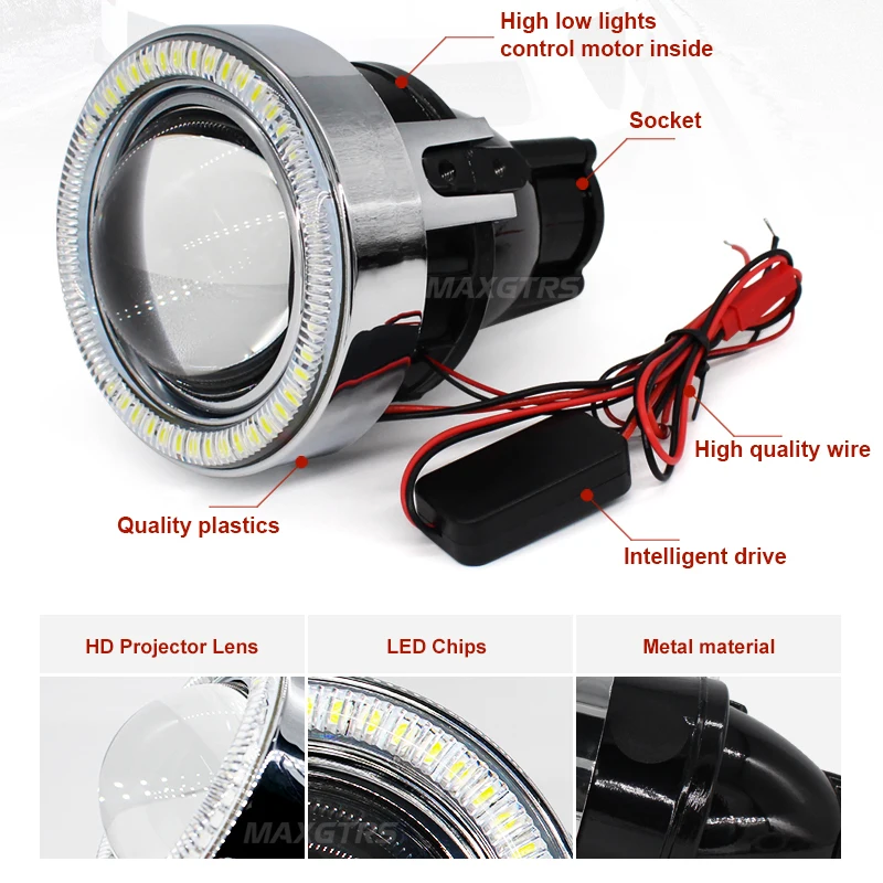 2x Универсальные HID Биксеноновые Противотуманные фары Лампа проектор Объектив дальнего света светодиодный Ангел глаз для Ford Toyota CRV Subaru Nissan Opel
