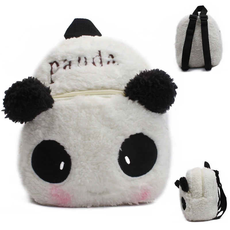 Best candice guo! super cute plush toy cartoon shy smiling panda small backpack shoulder bag baby 1~2 ages candy bag boys girls gift