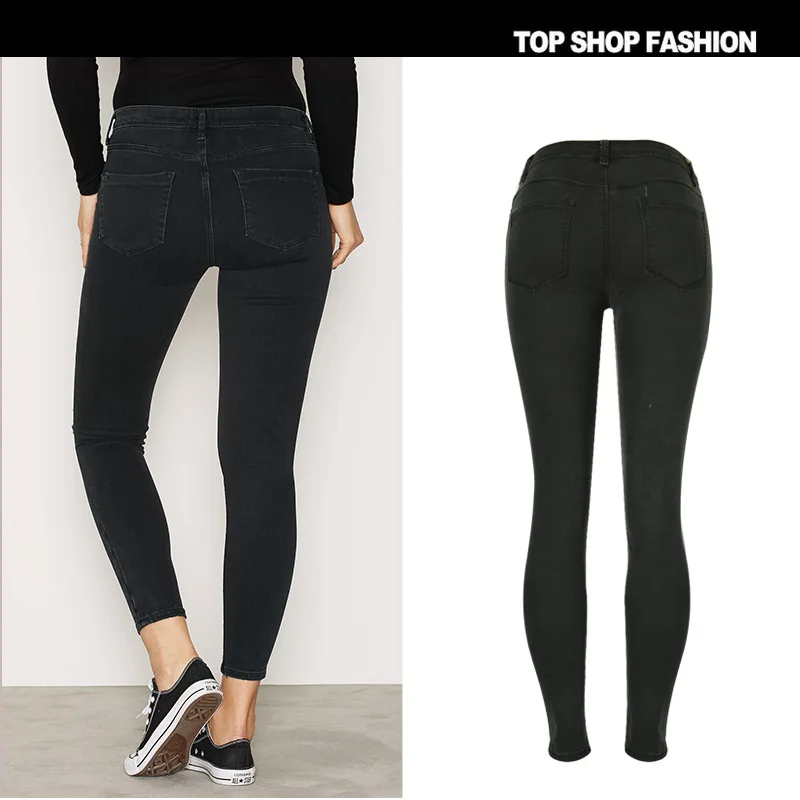 2017 Fashion Spring Lady Skinny Denim Jeans Slim Women Solid Elasticed Pants |